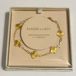Parker & Grey 14K Flash Gold Plated Bracelet with Gold Flower Accents